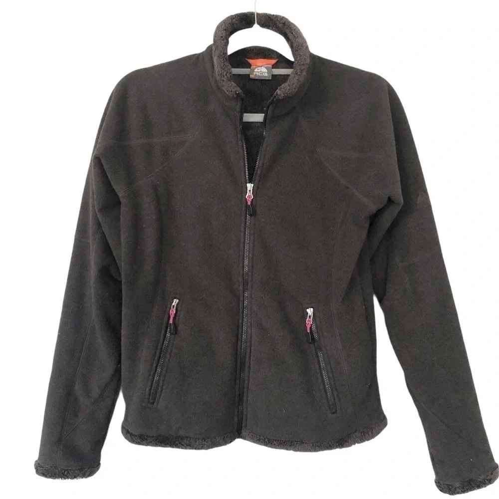 Nike ACG Fleece Thermal Sherpa Jacket Full Zip Faux Fur Lined Gray Pink Small